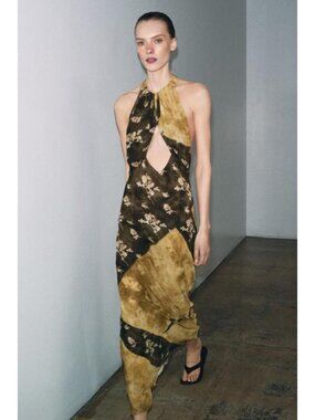 ZARA PRINTED HALTER DRESS